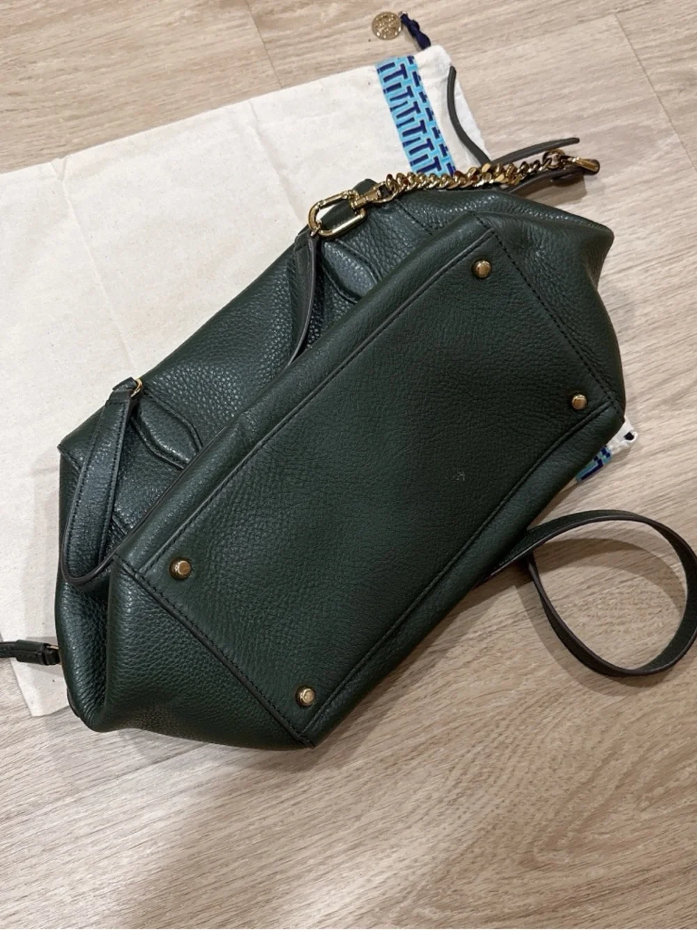 Tory Burch Black Leather Satchel with Gold Hardware